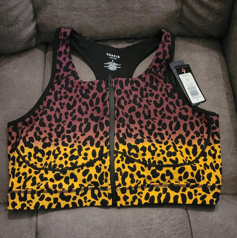 Torrid Leopard Front Zip Sports Bra